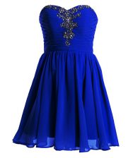 Enchanting Royal Blue Sweetheart Lace Up Beading Homecoming Dress Sleeveless
