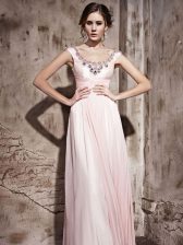 Latest Scoop Sleeveless Chiffon Prom Party Dress Beading Backless
