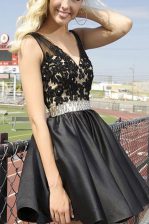 Exceptional Mini Length A-line Sleeveless Black Zipper