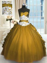  Pick Ups Ball Gowns Sweet 16 Dresses Olive Green Sweetheart Taffeta and Tulle Sleeveless Floor Length Lace Up