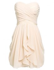  Champagne Lace Up Sweetheart Ruching Chiffon Sleeveless