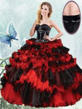 Customized Sleeveless Beading and Ruffled Layers Lace Up Sweet 16 Dresses