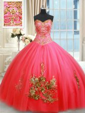 Luxury Sleeveless Lace Up Floor Length Beading and Appliques and Embroidery Sweet 16 Quinceanera Dress