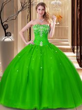 Colorful Ball Gowns Beading and Embroidery 15th Birthday Dress Lace Up Tulle Sleeveless Floor Length