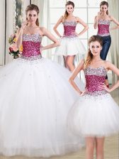  Four Piece Sleeveless Beading Lace Up 15 Quinceanera Dress