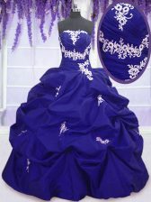 New Arrival Royal Blue Lace Up Vestidos de Quinceanera Appliques and Pick Ups Sleeveless Floor Length