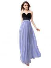 Most Popular Floor Length Lace Up Lavender for Prom with Beading