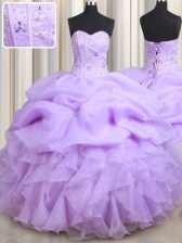 Unique Pick Ups Floor Length Lavender Vestidos de Quinceanera Sweetheart Sleeveless Lace Up