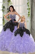 Classical Organza Sleeveless Floor Length Sweet 16 Dress and Beading and Ruffles