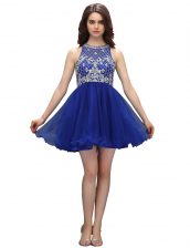 Excellent Sleeveless Zipper Mini Length Beading Prom Gown