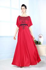 New Style Bateau Sleeveless Satin Prom Gown Beading Zipper