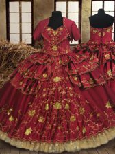  Sleeveless Beading and Embroidery and Ruffled Layers Lace Up 15 Quinceanera Dress