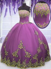 Sleeveless Appliques Zipper Vestidos de Quinceanera