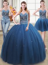  Three Piece Sweetheart Sleeveless Tulle Vestidos de Quinceanera Beading Lace Up