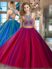  Fuchsia Scoop Criss Cross Beading 15th Birthday Dress Sleeveless