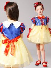  Short Sleeves Bowknot Zipper Flower Girl Dresses