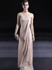 Vintage Baby Pink Strapless Zipper Beading Sleeveless