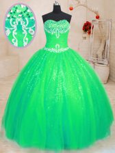  Sleeveless Beading Lace Up 15th Birthday Dress
