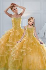 Glorious Sweetheart Sleeveless Organza Sweet 16 Quinceanera Dress Beading and Ruffled Layers Lace Up