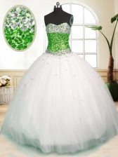 Modern Beading Quinceanera Gown White Zipper Sleeveless Floor Length