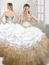 Hot Selling Pick Ups Sweetheart Sleeveless Lace Up Quince Ball Gowns Multi-color Organza and Taffeta