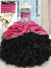  Organza and Taffeta Sleeveless Floor Length Ball Gown Prom Dress and Beading and Ruffles