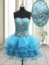  Sweetheart Sleeveless Organza Sequins Zipper