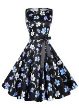  Scoop Sleeveless Zipper Knee Length Sashes ribbons and Pattern Prom Gown