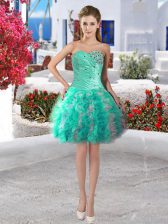 Excellent Organza Sleeveless Mini Length and Beading and Ruffles