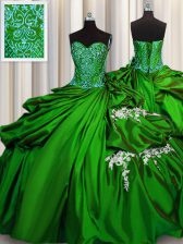  Sweetheart Sleeveless Taffeta Vestidos de Quinceanera Beading and Appliques Lace Up