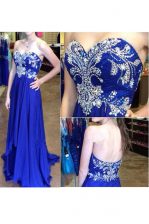  Royal Blue Sweetheart Neckline Beading Prom Evening Gown Sleeveless Zipper