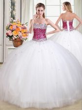  Sleeveless Beading Lace Up Quinceanera Gowns