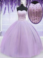  Sleeveless Lace Up Floor Length Beading Ball Gown Prom Dress