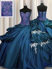 Popular Floor Length Ball Gowns Sleeveless Teal Ball Gown Prom Dress Lace Up