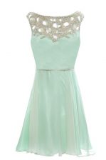  Apple Green Scoop Neckline Beading Evening Dress Sleeveless Zipper