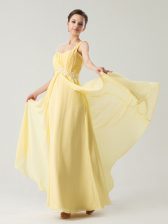 Dazzling One Shoulder Sleeveless Beading and Ruching Zipper Homecoming Dress