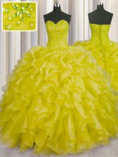 Artistic Sleeveless Lace Up Floor Length Beading and Ruffles 15 Quinceanera Dress