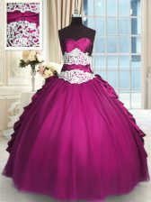  Pick Ups Sweetheart Sleeveless Lace Up Vestidos de Quinceanera Fuchsia Taffeta and Tulle