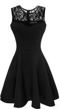 Simple Scoop Sleeveless Zipper Tea Length Lace Prom Evening Gown