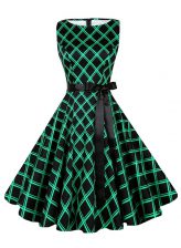  Scoop Knee Length A-line Sleeveless Green Prom Evening Gown Zipper