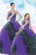 Extravagant Multi-color Sweetheart Lace Up Sequins and Pick Ups Quinceanera Gowns Sleeveless