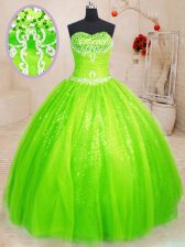 Vintage Floor Length Lace Up Sweet 16 Quinceanera Dress for Military Ball and Sweet 16 and Quinceanera with Beading