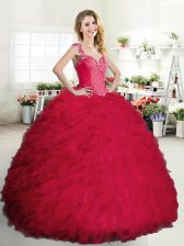 New Style Straps Sleeveless Zipper Floor Length Beading and Ruffles Vestidos de Quinceanera