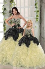  Sleeveless Lace Up Floor Length Beading and Ruffles 15 Quinceanera Dress