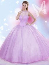  Sleeveless Beading Lace Up Ball Gown Prom Dress