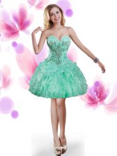 Captivating Turquoise Sleeveless Organza Lace Up Prom Dresses for Prom and Party