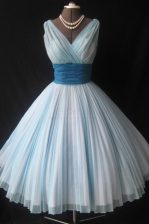 Beauteous Knee Length Ball Gowns Sleeveless White Dress for Prom Zipper