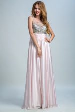  Floor Length Empire Sleeveless Baby Pink Evening Dress Side Zipper