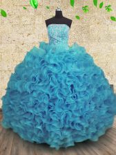  Sleeveless Lace Up Floor Length Beading and Ruffles Vestidos de Quinceanera