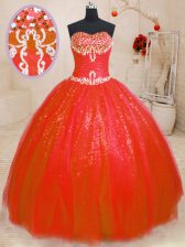  Sleeveless Beading Lace Up 15th Birthday Dress